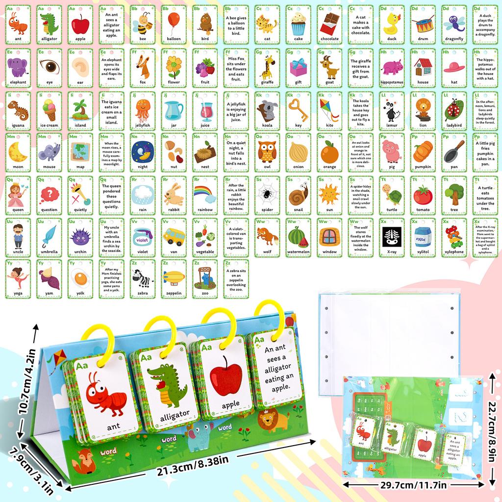 Children Table Model Visual Word Education Card 104PCS Natural Phonics Word Connected Sentences Letter Cognitive Educational Toy