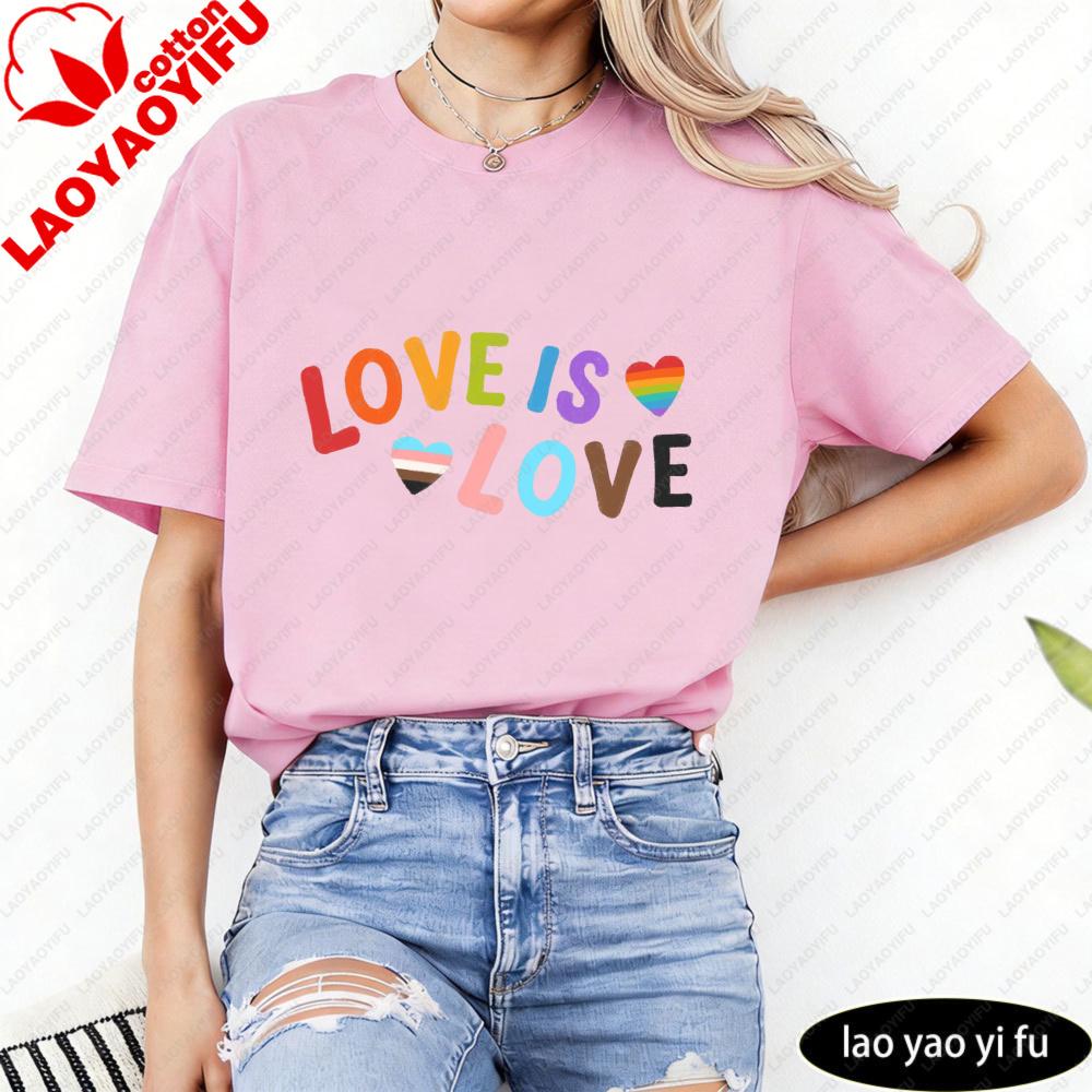 Inclusive Love Is Love Shirt Clean Cheerful Aesthetic Unisex Tshirt Lgbtq Pride Clothing Pride Month Unisex Casual Cotton TShirt