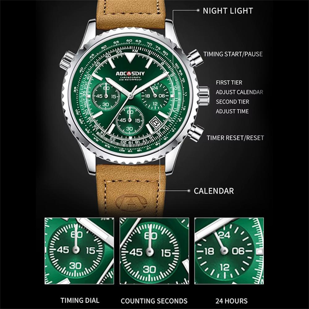 Multifunctional Chronograph Men's Watches Luxury Business Belt Waterproof Luminous Wristwatch Gifts Relogio Masculino