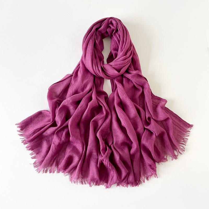 Solid color scarf shawl fashion literary cotton and linen scarf red silk scarf women's desert travel shawl