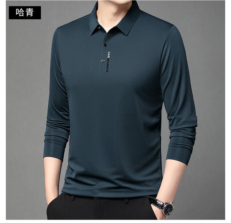 Men's Long Sleeve Polo Shirt Collared Solid Color Business Casual Top Pullover Golf Shirt Tee Tops