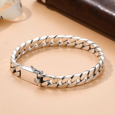 Fashion Personality Miami Cuban Chain Men'S Trendy Cool Metal Bracelet Classic Versatile Cold Wind Hand Jewelry