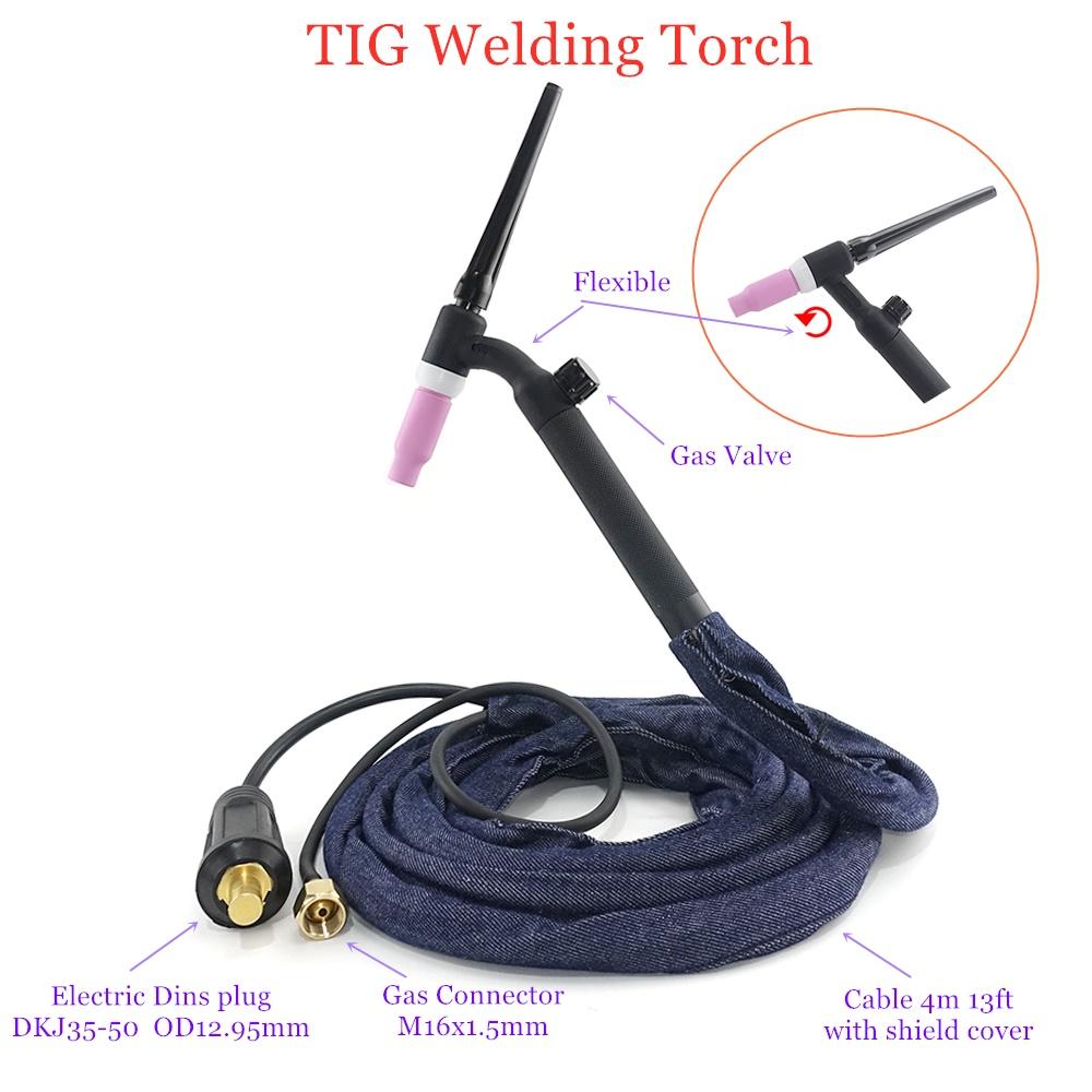 Buy WP17FV TIG Torch, GTAW Gas Tungsten Arc 4m 13ft WP17 Flexible