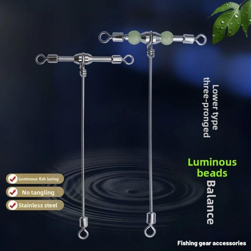 Cross-Line Luminous Beads Saltwater Fishing Barrel Swivel Lure Connector Lure Fishing