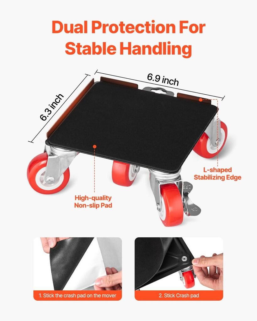 Furniture Dolly Heavy Duty Furniture Mover with 5 Wheels 3474 lbs Capacity