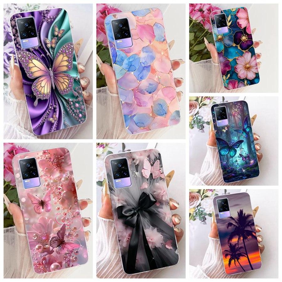 For Vivo V21E V 21 E V2061 V2055 Case Soft Silicone TPU Protective Butterfly Phone Case For VivoY73 2021 V21 E 4G 5G Cover Coque