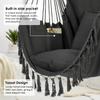 Macrame Hanging Chair with 2 Pillows | 500lb Capacity Cotton Rope Swing | Pocket Design Indoor/Outdoor Use