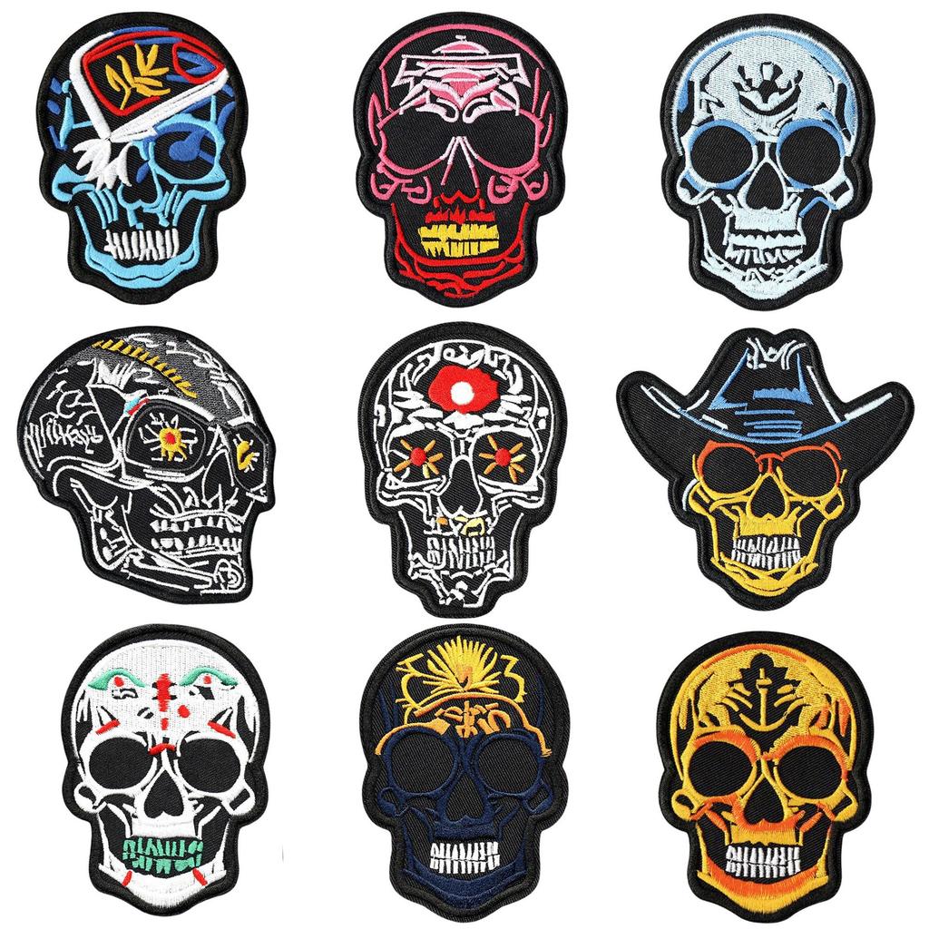 European And American Locomotive Punk Style Cloth Sticker Skull Ghost Head Shoes And Hats Bag Clothing Accessories Handmade Diy Embroidery Patch