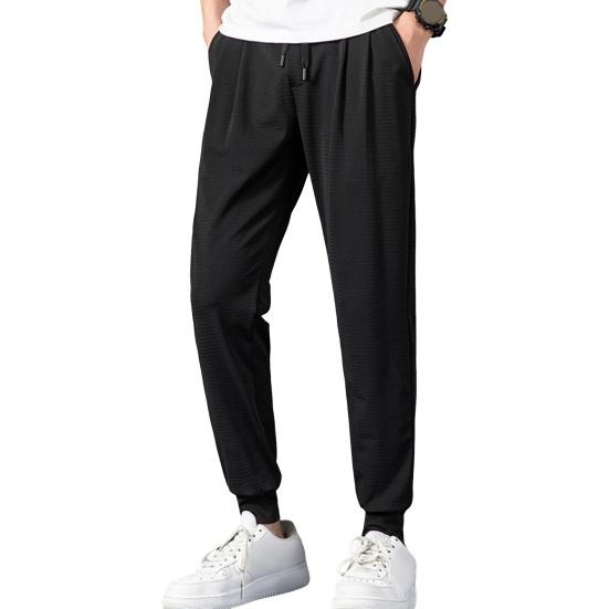 Erkek Buz İpek Eşofman Altı Elastik Bağcıklı Bel Cepli Spor Pantolon Nefes Alabilir File İnce Fitness Pantolon Sokak Giyim