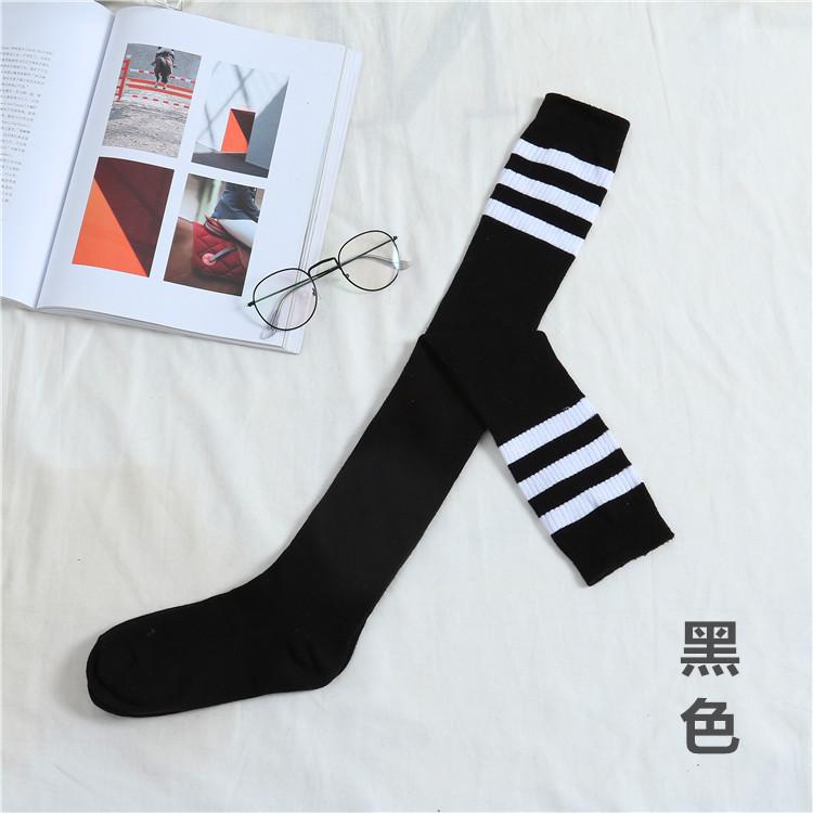 Stockings Children's cotton socks Knee high socks Three bars striped student thigh socks Japanese college style