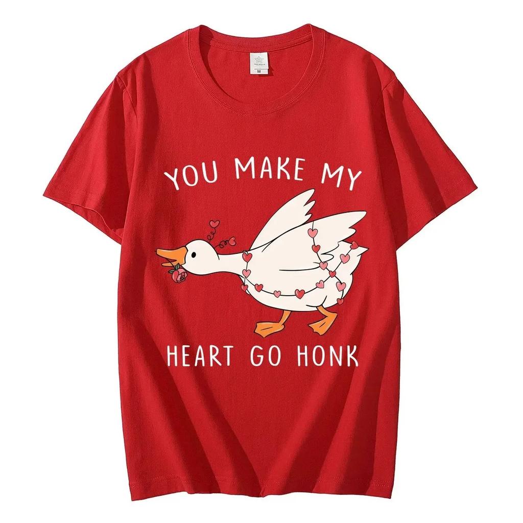 You Make My Heart Race Funny Goose Meme Graphic TShirt  Couple Fashion Trend Style Cotton Loose WOMEN And Unisex Tshirt