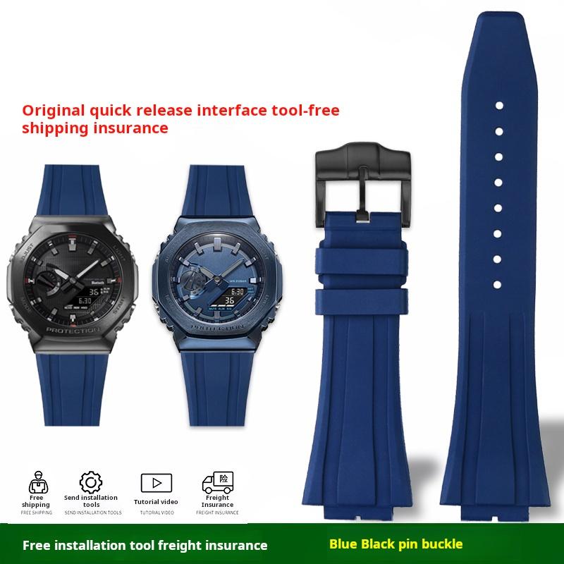 

GA2100 GA2110 Rubber Watchband Modified Diving Strap For Casio G-SHOCK GM-5600 GA-2100 GM-2110 men sports Silicone 16MM Bracelet 16mm width