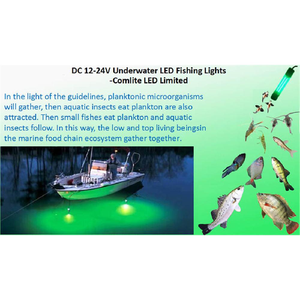 12V 20W 5050 Led Green Underwater Submersible Fishing Light Boat Squid Fish Lamp