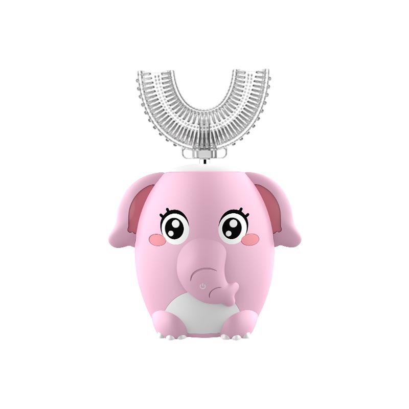 360 Degrees U Shaped Children Electric Toothbrush Cartoon for Kids Smart Automatic Sonic Toothbrush USB Charging Blue Light IPX7