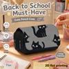 Ladies' Clutch Bag with Adorable Big-Eyed Black Cat 2D Print, Double-Layer Flip-Top Black Pencil Case - Back-to-School Essential Pencil Box, Daily Mul