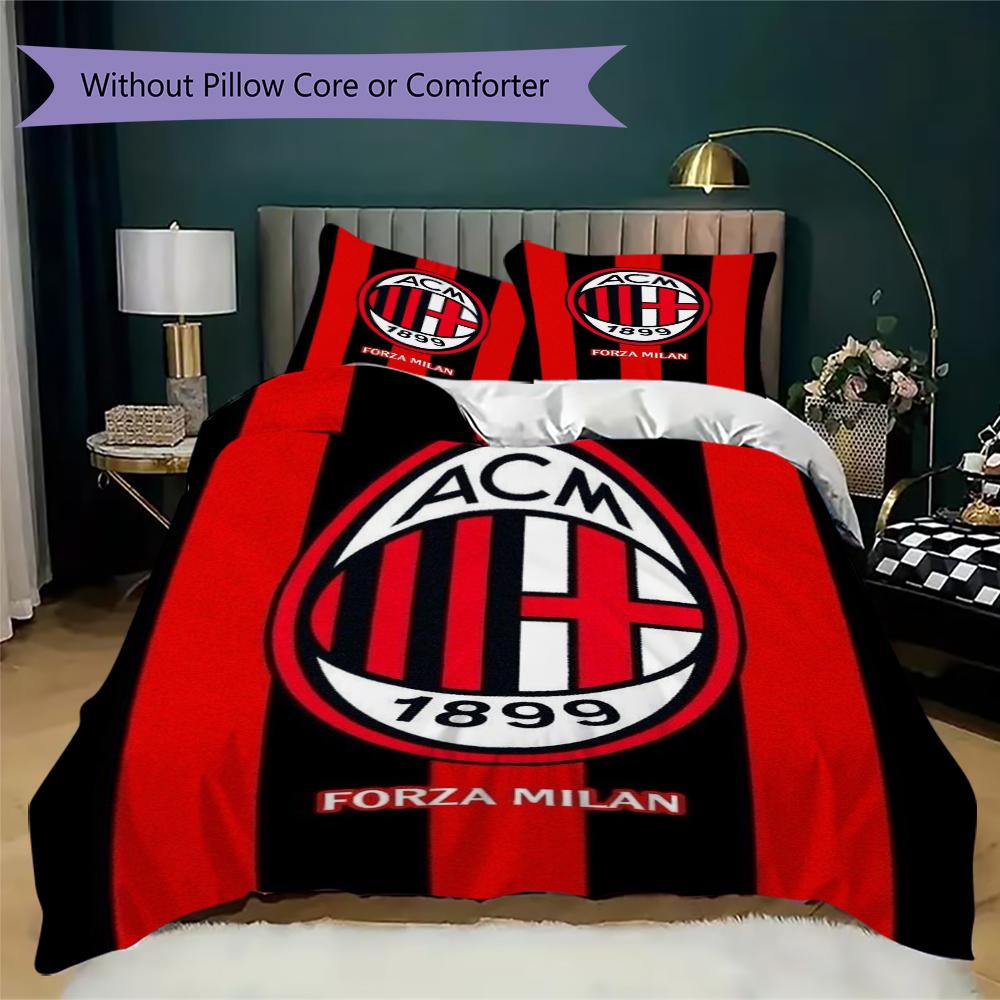 Pościel AC Milan Wzór Kołdra Poszewka na poduszkę Dekoracja domu Prezent urodzinowy (1 * poszwa na kołdrę + 2 * poszewki na poduszki bez rdzenia)05