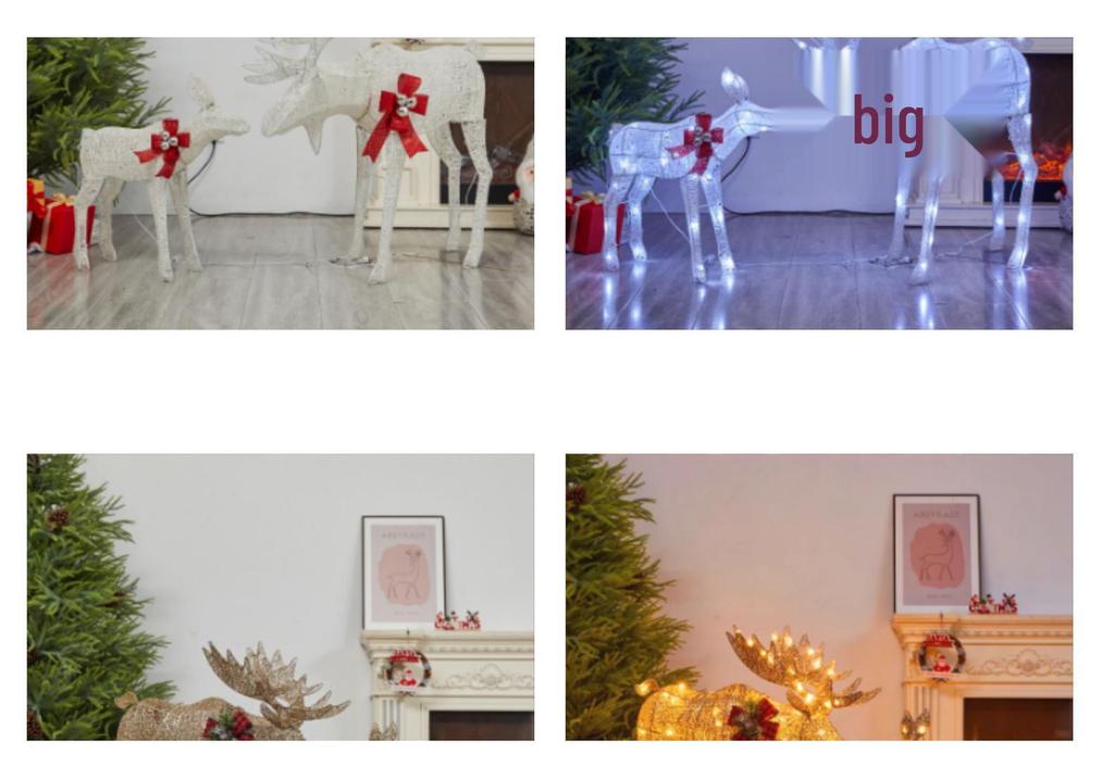 Luminous Wrought Iron Christmas Deer Ornament Set for Hotel Festive Décor