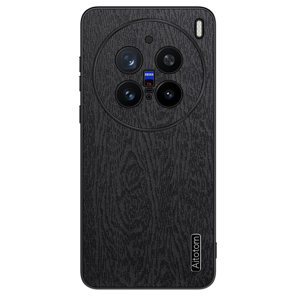 

Для vivo X200 Pro 5G Чохол Дерев яна текстура Покритий PU-шкірою PC+TPU Чохол для телефону D