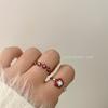 Red Enamel Flower Open Ring - Elegant & Luxurious Design for Women
