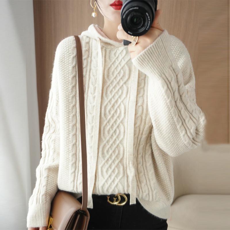 Women Knitted Hoodie Sweater MODERN NEW SAGA Winter Thick Knitted Pullover Sweatshirt Autumn Cashmere Wool Sweaters Female Jumper