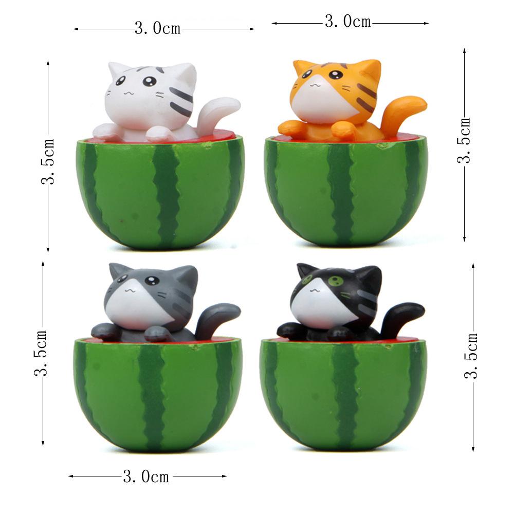 Cute Watermelon Cat Ornament Miniature Figurines Kitten Statue Gift For Kids Children Baby Room Pot Home Decoration Garden Tools