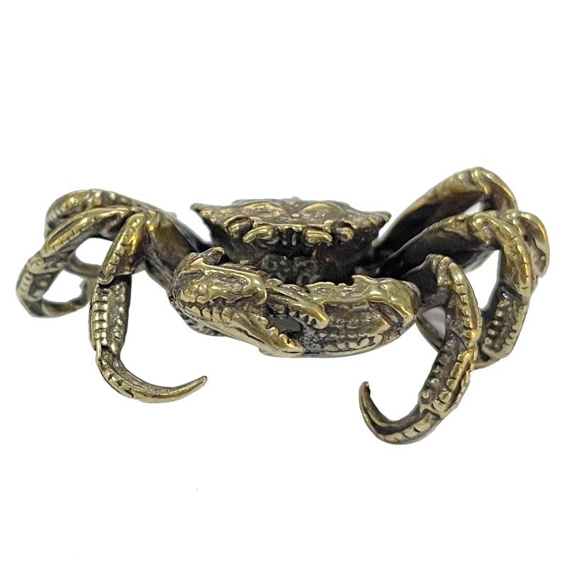 Antique Bronze Small Crab Statue Car Ornament Pure Brass Solid Animal Miniature Figurine Vintage Auto Decoration Accessories