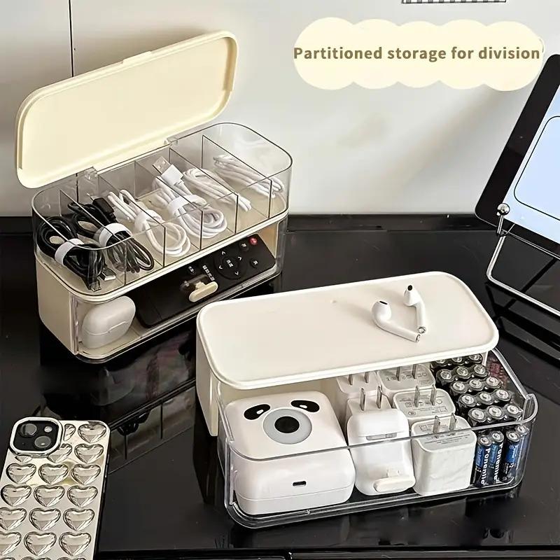 Double-layer transparent cable storage box - A compact home and office solution for wire and charger storage