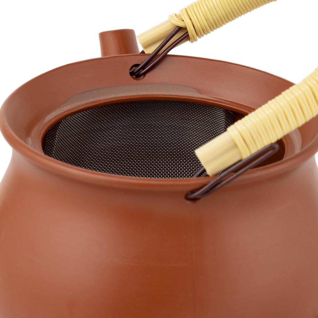 Tokoname Ware Satoyama Plain Earthenware 1150ml with a Refreshing Mesh Suitable for Green Roasted Green and Brown Rice Made In TK068 Teapot, Design,