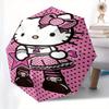 Hello Kitty,Punk Style Automatic Folding Umbrella-Simple 8-Rib Design, Bright Cartoon Pattern, Durable Iron Frame, Suitable For Travel, Outd