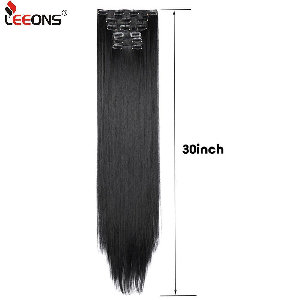 75Cm 30" Clip In Hair Extensions Long Straight Hair Pieces High Temperature Synthetic Fiber Soft Hair For Women Full Head