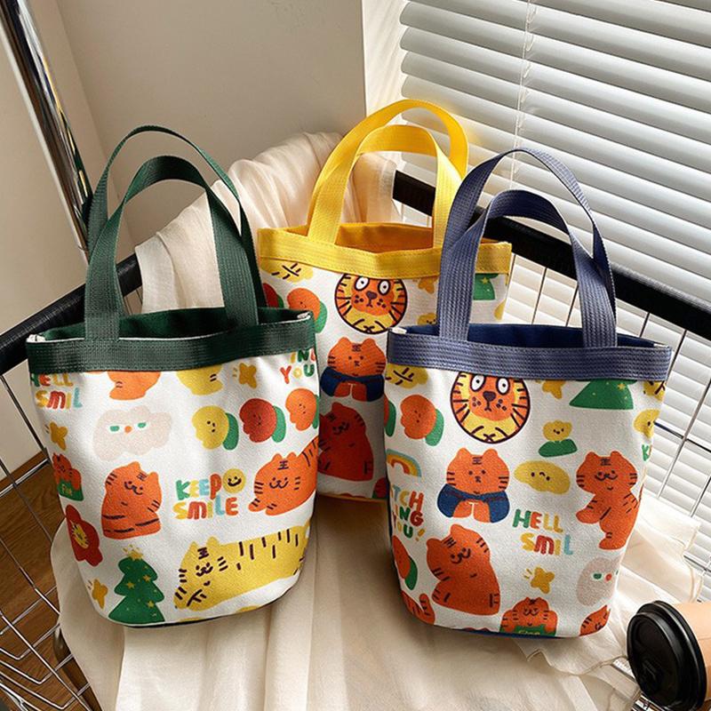 Korean  Lunch Bag Handbag Japanese Cute Cartoon Tiger Rabbit Girl Carrying Buck Bag Food Storage Bag
