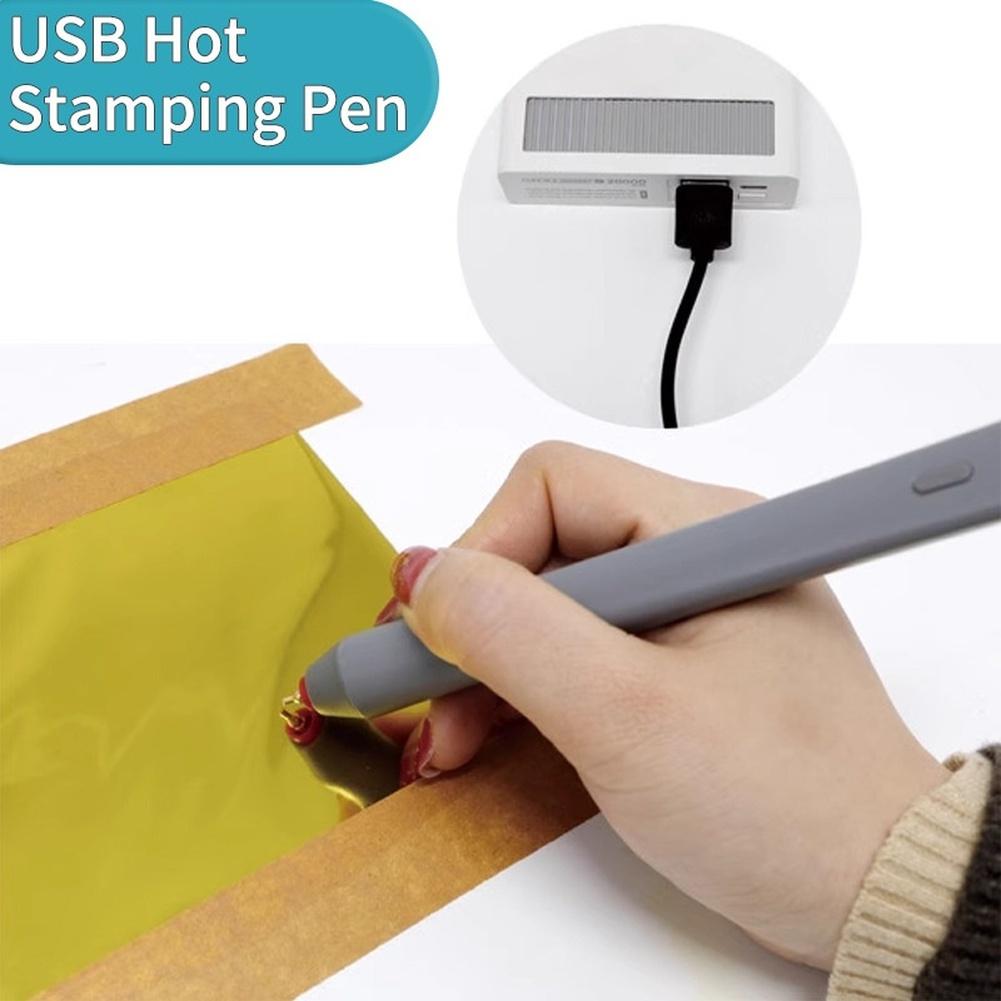 

USB-ручка для гарячого тиснення з 4 змінними насадками для декорування листівок, скрапбукінгу та тканин золотою та срібною фольгою China Mainland