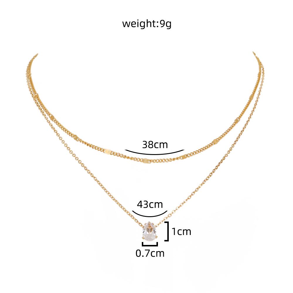 Double Layered Minimalist Zircon Clavicle Necklace for Women