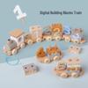 Wooden Toddler Building Blocks: Number & Color Recognition, Interlocking, Pull-Along Train - Early Educational Toy