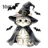 Self Adhesive Light Switch Skins Halloween Wizard Cat & Bat Sticker, Self-Adhesive Decal, Spooky Cute Room Decor Removable Wall for Bedroom