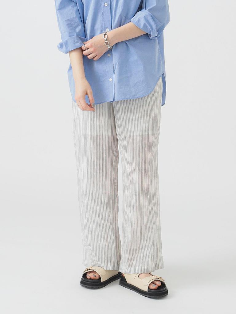 B:MING LIFE STORE by BEAMS Sheer Striped Pants (Sizes S-M) Women's Charcoal Gray