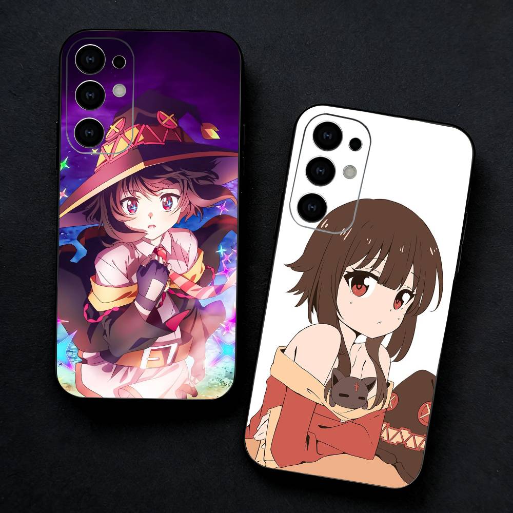 Megumin Anime K-KonoSubaS Phone Case For Samsung S25,S24,S23,S22,S21,S20,Ultra,Plus,FE Black Soft Cover