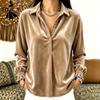 Damesmode Casual Lente Herfst Effen Kleur Print Lange Mouw POLO Hals Blouses & Shirts