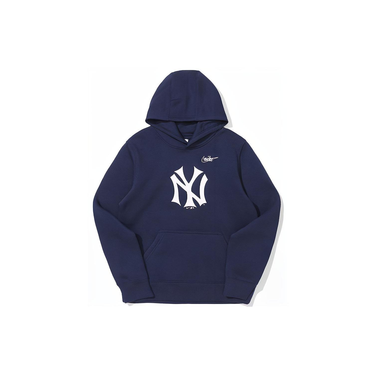 Nike X MLB Hoodie Collaboration New York Yankees Logo Print Pullover Long Sleeve Kids Hoodies Blue 3Z3B7SBHG-NYY S