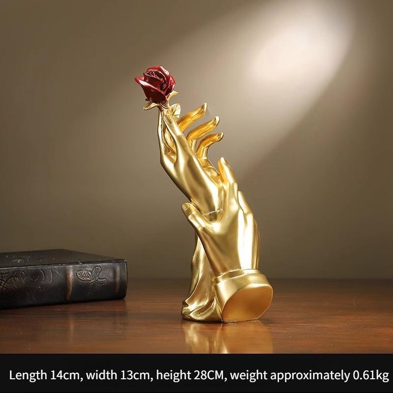 

Minimalist Handheld Rose Ornaments Popular Gold Crafts Living Rooms Resin Decorations Desktop Wine Cabinet Sculpture