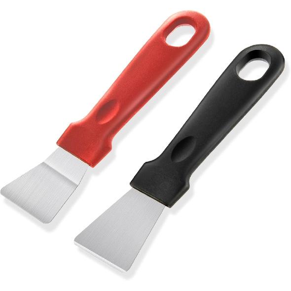 2Pcs Cleaning Scrapers, Scrapers for Ovens Stoves Induction Hob Freezer Stainless Steel Scraper Corner Seam Cleaning Tools Putty Scraper with Plastic