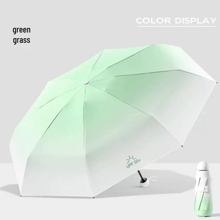 50 % Rabatt: Verlaufs-Kapselschirm - 8 Speichen, UV-schützend, Schwarzleim, Mini, tragbar, doppelt verwendbar für Sonne & Regen, bedrucktes Logo