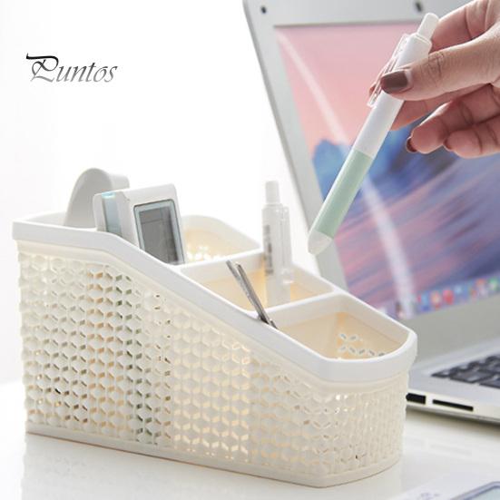 Storage Box Hollow Anti Slip PP Multi Grid Pen Stationery Cosmetic Organizer Classroom Things