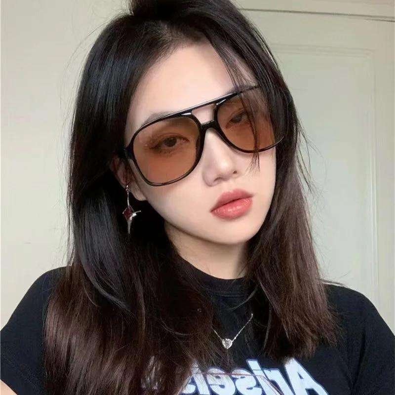 Retro Personalized UV Resistant Glasses Trendy Candy Colored Square Double Beam Sunglasses Classic Men Women Driving Sunglasses