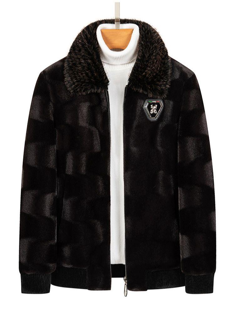 2024 Men's Gold Sable Velvet Lapel Coat: High-End Light Luxury, Warm Faux Mink Velvet Fashion