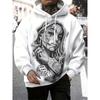 Men's Hooded Sweatshirt Printed with Argentina Flag Trendy Pattern