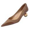 New Style Luxury Women's Fashion Mid Heel Special-shaped Heels Pointed Shallow Single Shoes Lady Leisure Comfortable Work Shoes