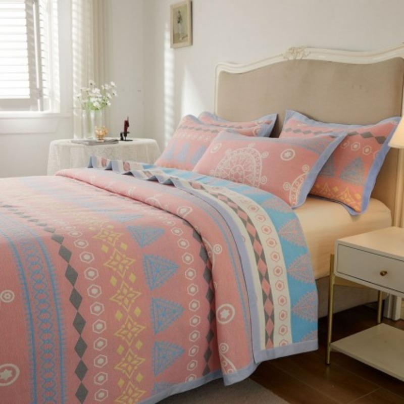 

Длинное штапельное хлопковое покрывало для матери и ребенка, комплект из трех предметов с шестью слоями марли, полностью хлопковый комплект постельного белья большой кан, все сезоны 150cmx200cm