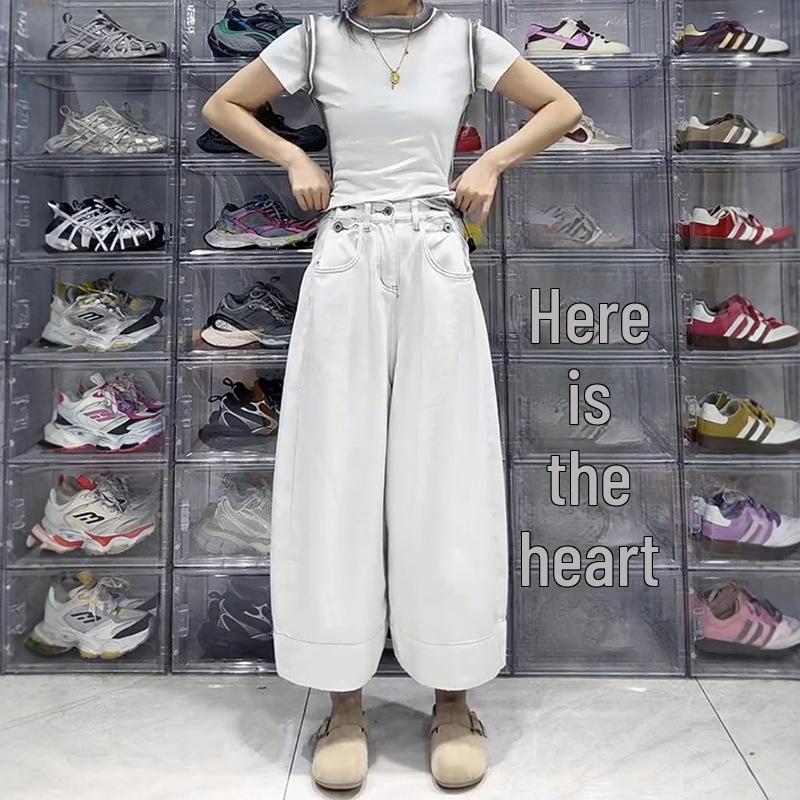 Women's Summer Wide-Leg Jeans: Loose Fit, Large Size, Pear-Shaped Friendly, Slimming Hip-Covering, All-Match Straight Pants