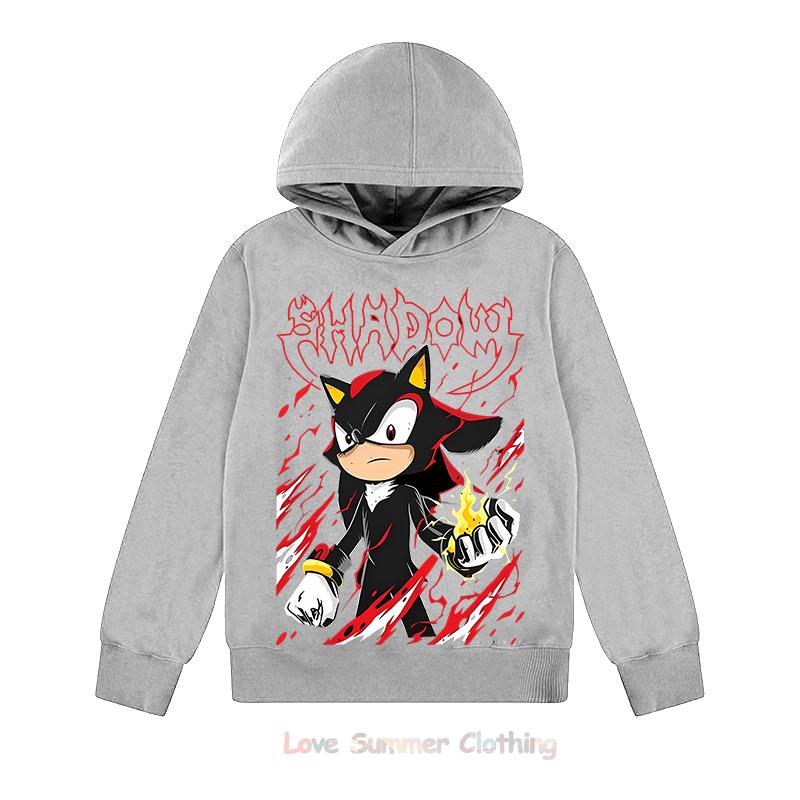 Mikina s kapucí pro chlapce Shadow Věk 4-14 Ježek HD potisk Chlapecká mikina Sonic Dívčí ležérní oblečení Podzimní mikina Dětská mikina Polyester